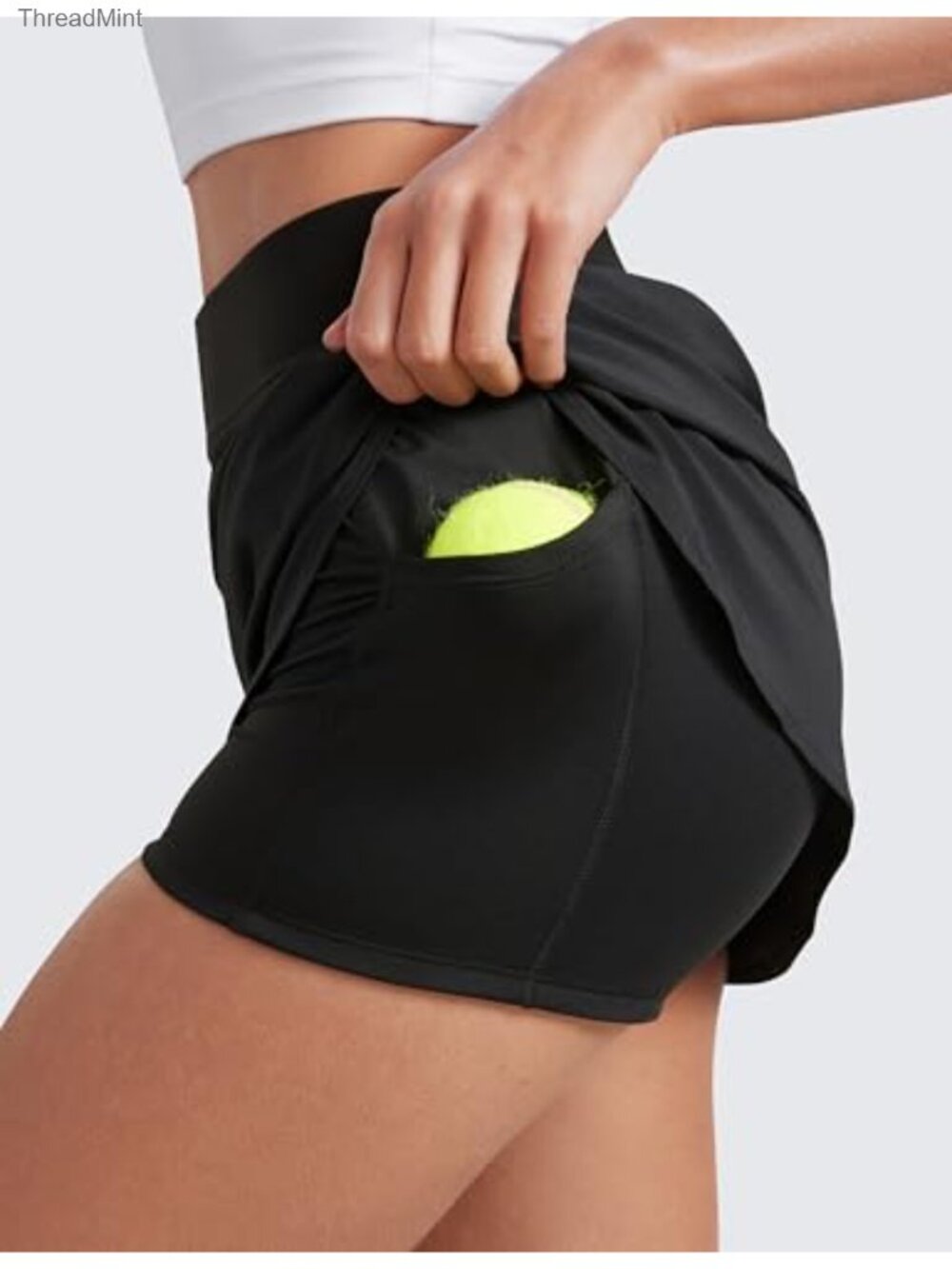 High Waisted Dolphin Hem Golf Skort with Built-in Shorts & Pockets - Picture 4 of 5